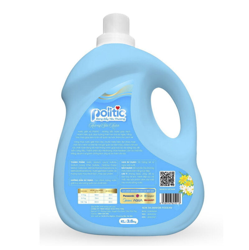 Nước giặt xả POLITIC - Hương Sắc Xuân 3.6kg