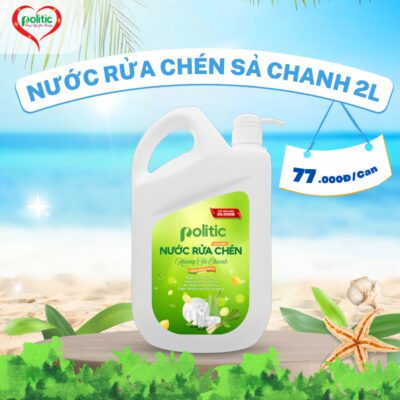 Nước rửa chén POLITIC Hương Sả Chanh 2kg
